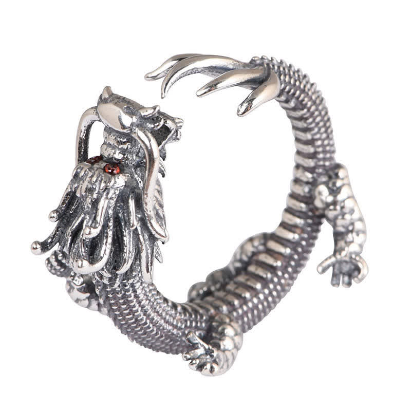 Fortune Jewel 925 Sterling Silver Dragon Luck Protection Ring Fortune Jewel