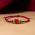 Fortune Jewel Tibetan Cinnabar Om Mani Padme Hum Engraved Blessing Braided Rope Bracelet