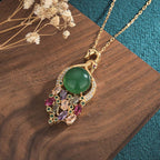 Fortune Jewel Cyan Jade Success Necklace Chain Pendant