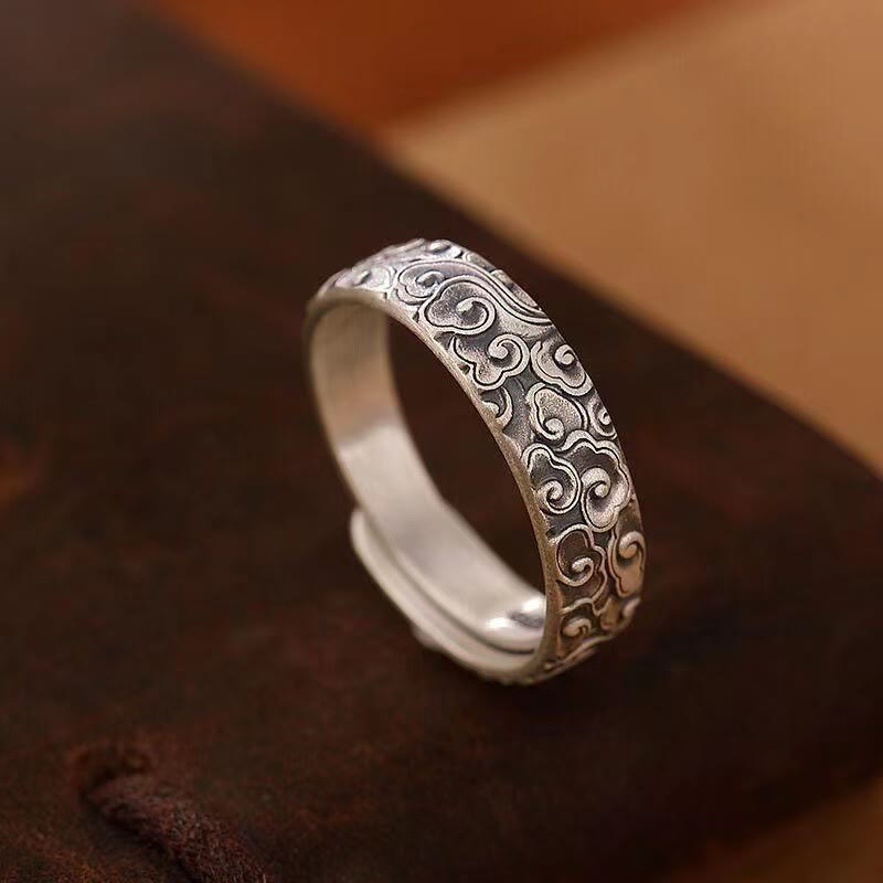 Fortune Jewel Vintage Auspicious Clouds Pattern Luck Ring