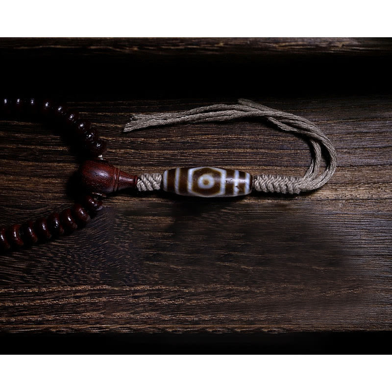 Fortune Jewel Natural Tibet 108 Mala Beads Purple Bodhi Seed Three-eyed Dzi Bead Copper Dorje Harmony Bracelet