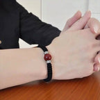 Fortune Jewel 925 Sterling Silver Natural Cinnabar Bead Calm Handmade Braided String Bracelet