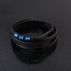 Fortune Jewel Leather Multi-Layer Titanium Steel Balance Braided Magnetic Buckle Bracelet