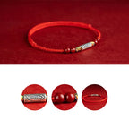 Fortune Jewel 925 Sterling Silver Koi Fish Cinnabar Bead Wealth Handcrafted Braided Bracelet Anklet