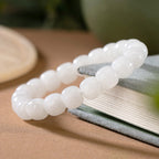 Fortune Jewel Hetian White Jade Happiness Blessing Bracelet