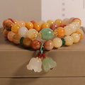 Fortune Jewel Tibet Natural Golden Silk Jade Double Layer Bell Orchid Luck Bracelet