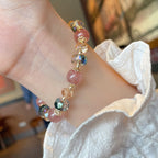 Fortune Jewel Natural Strawberry Quartz Colorful Crystal Positive Bracelet