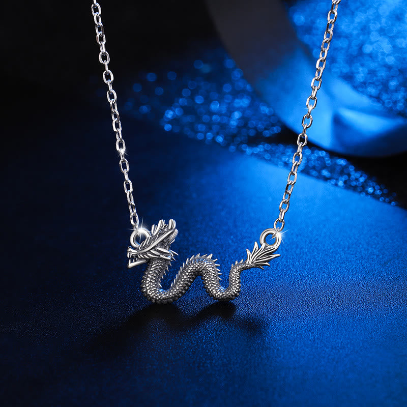 Fortune Jewel 925 Sterling Silver Year Of The Dragon Auspicious Dragon Protection Chain Necklace Pendant