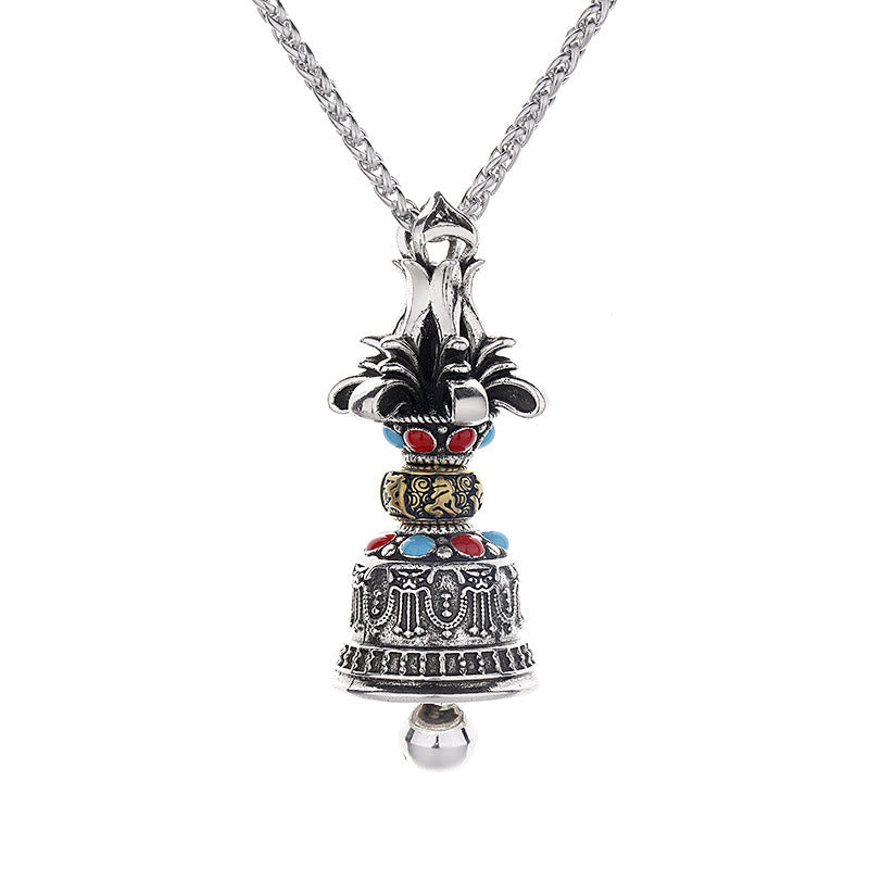Fortune Jewel Tibetan Om Mani Padme Hum Dorje Vajra Bell Strength Necklace Pendant