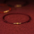 Fortune Jewel 925 Sterling Silver Golden Bead Protection Braided Rope Bracelet Anklet
