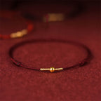 Fortune Jewel 925 Sterling Silver Golden Bead Protection Braided Rope Bracelet Anklet