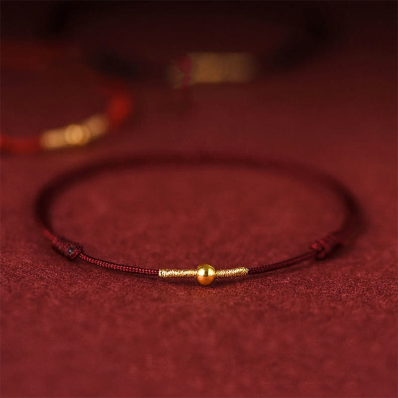 Fortune Jewel 925 Sterling Silver Golden Bead Protection Braided Rope Bracelet Anklet