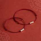 Fortune Jewel 925 Sterling Silver Three Beads Protection String Bracelet Anklet