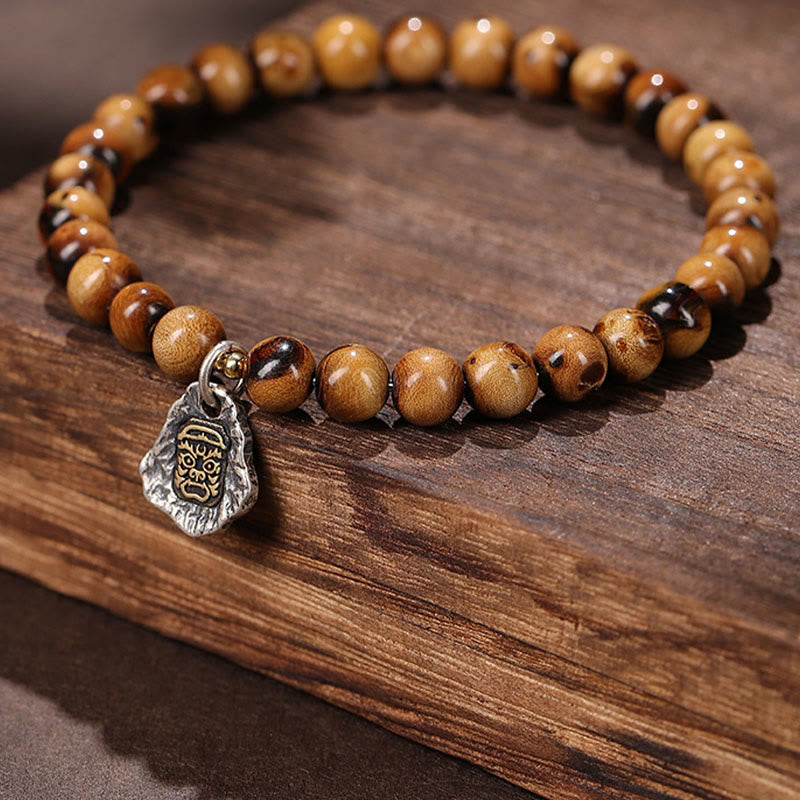Fortune Jewel 925 Sterling Silver Natural Golden Sea Willow Zakiram Goddess of Wealth Lucky fortune Fu Character Success Bracelet