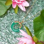 Fortune Jewel Green Chalcedony Peace Buckle Design Strength Necklace Pendant