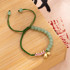 Fortune Jewel Handmade Jade Bead Lily of the Valley Charm Luck Braided Bracelet