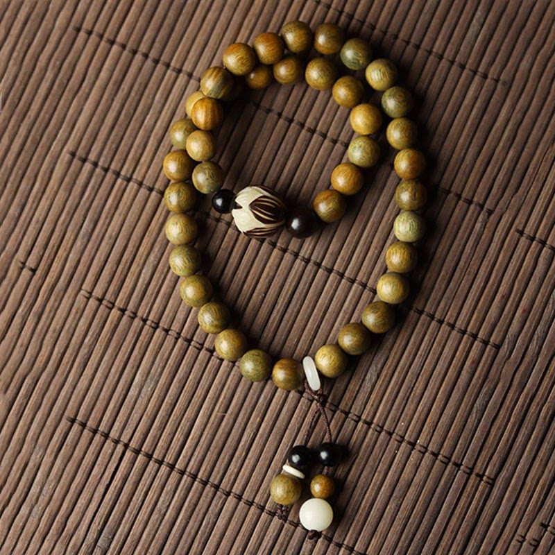 Fortune Jewel Green Sandalwood Bodhi Seed Lotus Soothing Double Wrap Bracelet