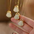Fortune Jewel 925 Sterling Silver Natural Hetian Jade Laughing Buddha Abundance Chain Necklace Pendant Fortune Jewel