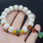 Fortune Jewel Natural Bodhi Seed Red Agate Bodhi Calm Harmony Engraved Pumpkin Bead Lotus Bracelet