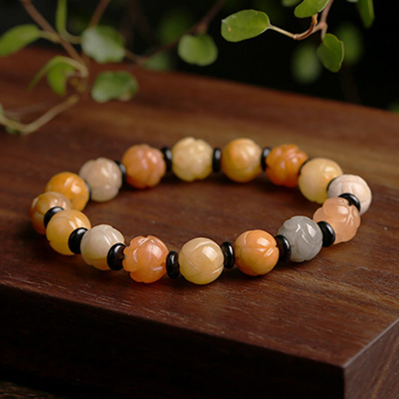Fortune Jewel Golden Silk Jade Lotus Wealth Luck Bracelet