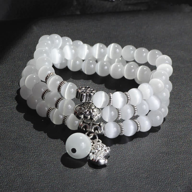 Fortune Jewel Cat Eye PiXiu Support Triple Wrap Bracelet