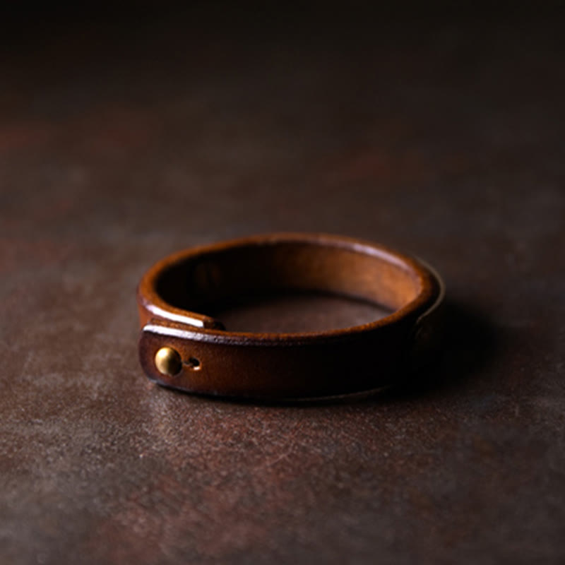 Fortune Jewel Vintage Handmade Texture Copper Brass Leather Wealth Bracelet Bangle