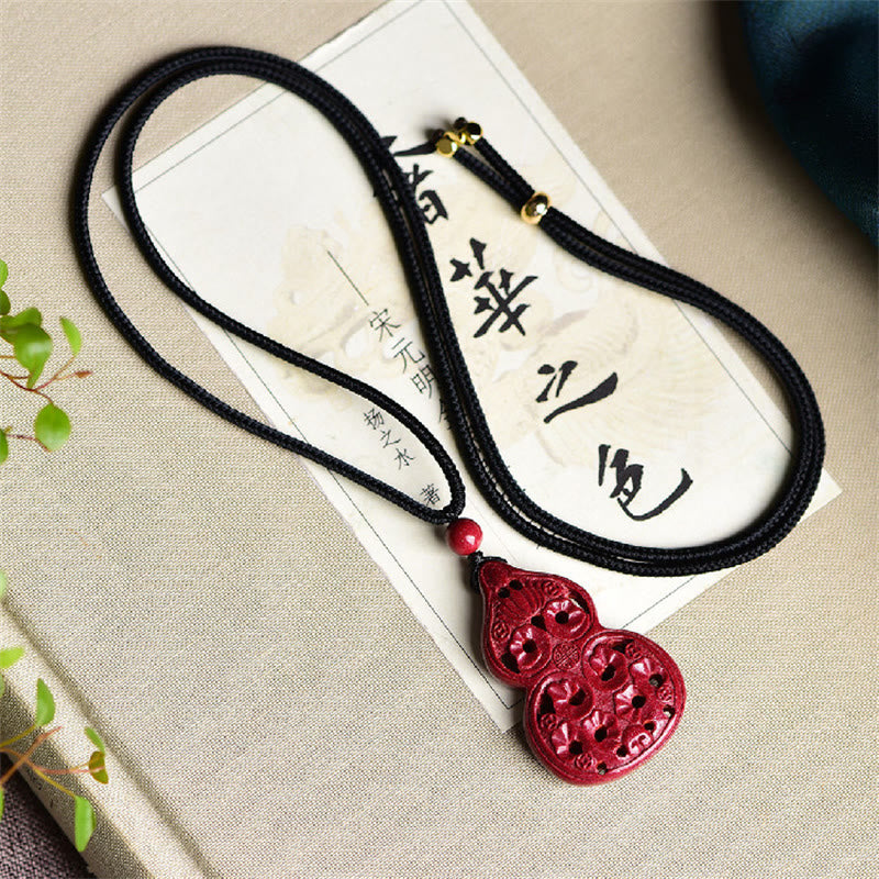 Fortune Jewel Laughing Buddha Yin Yang Chinese Zodiac Gourd Natural Cinnabar Blessing Necklace Pendant