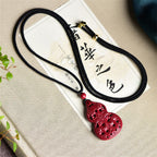 Fortune Jewel Laughing Buddha Yin Yang Chinese Zodiac Gourd Natural Cinnabar Blessing Necklace Pendant