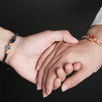 Fortune Jewel Handmade Mountain and Sea Engraved Luck Two-Color String Couple Bracelet