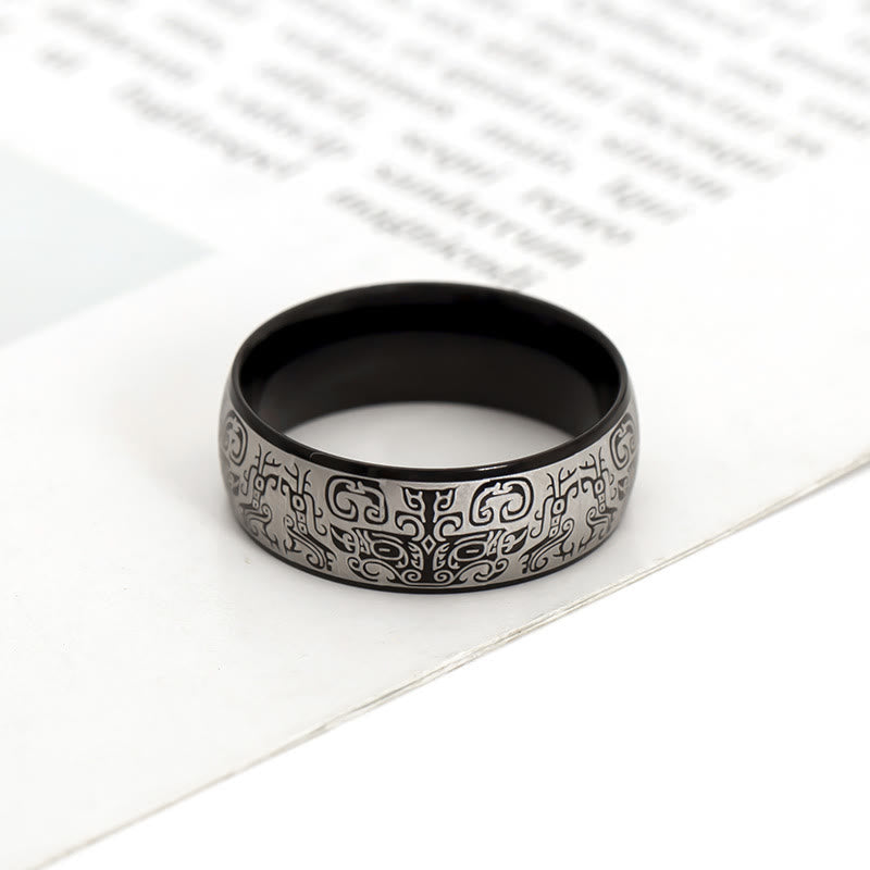 Fortune Jewel Lucky Mythological Creature Taotie Wealth Titanium Steel Ring