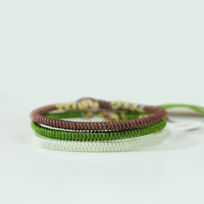 Fortune Jewel 3Pcs Tibetan Handmade Multicolored Luck King Kong Knot Auspiciousness Bracelet