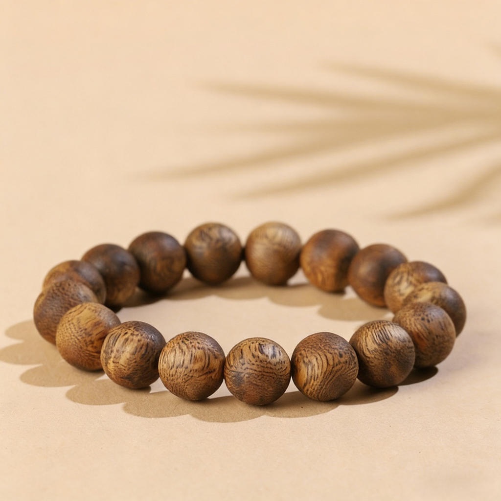 Natural Hainan Agarwood Round Bead Bracelet for Men and Women