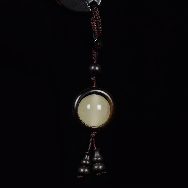 Fortune Jewel Red Sandalwood Ebony Wood Green Sandalwood Luminous Lucky Bead Gourd Peace Key Chain