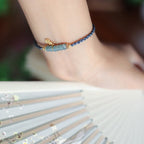 Fortune Jewel 925 Sterling Silver Natural Jade Gourd Rutilated Quartz Fu Character Luck Braid Bracelet