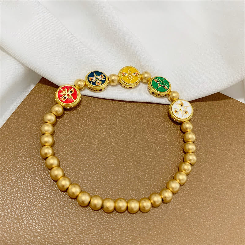 Fortune Jewel Tibetan Five God Of Wealth Copper Beads Luck Bracelet