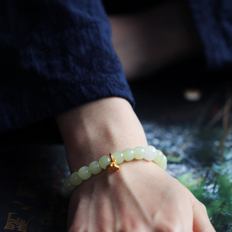Fortune Jewel Jade Lotus Abundance Adjustable Bracelet