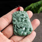 Fortune Jewel Chinese Zodiac Dragon Jade Strength Necklace String Pendant