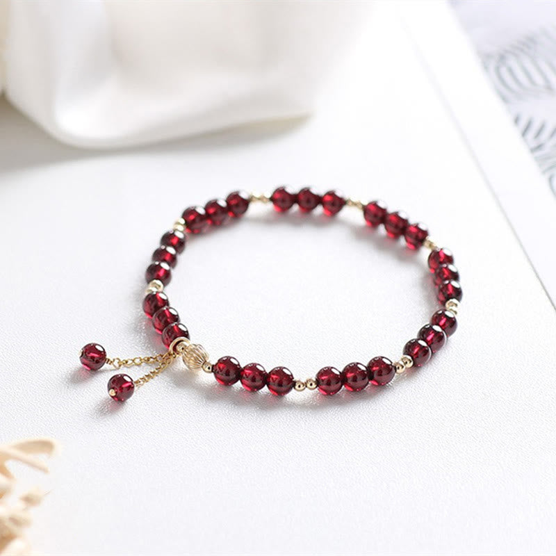 Fortune Jewel 14K Gold Plated Alloy Natural Garnet Calm Bracelet