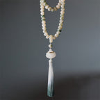 Fortune Jewel Natural 108 Mala Beads Bodhi Seed Lotus Engraved Wisdom Tassel Bracelet Fortune Jewel