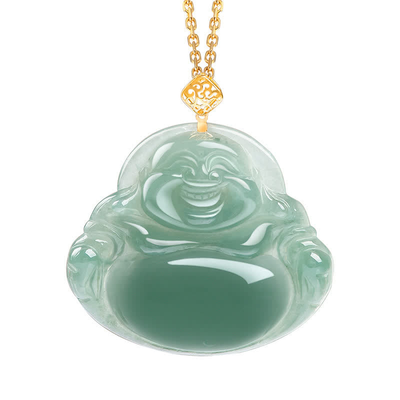 Fortune Jewel Laughing Buddha Natural Jade Prosperity Abundance Necklace Pendant Fortune Jewel