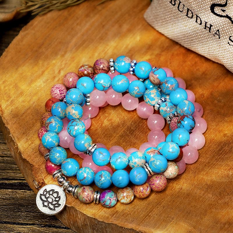 Fortune Jewel Tibetan Purple Miano Real Bead Harmony Lotus Mala