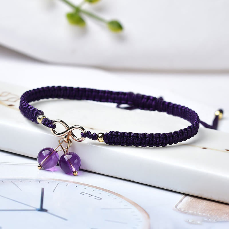Fortune Jewel Natural Strawberry Quartz Amethyst Green Phantom Bead Positive Bracelet