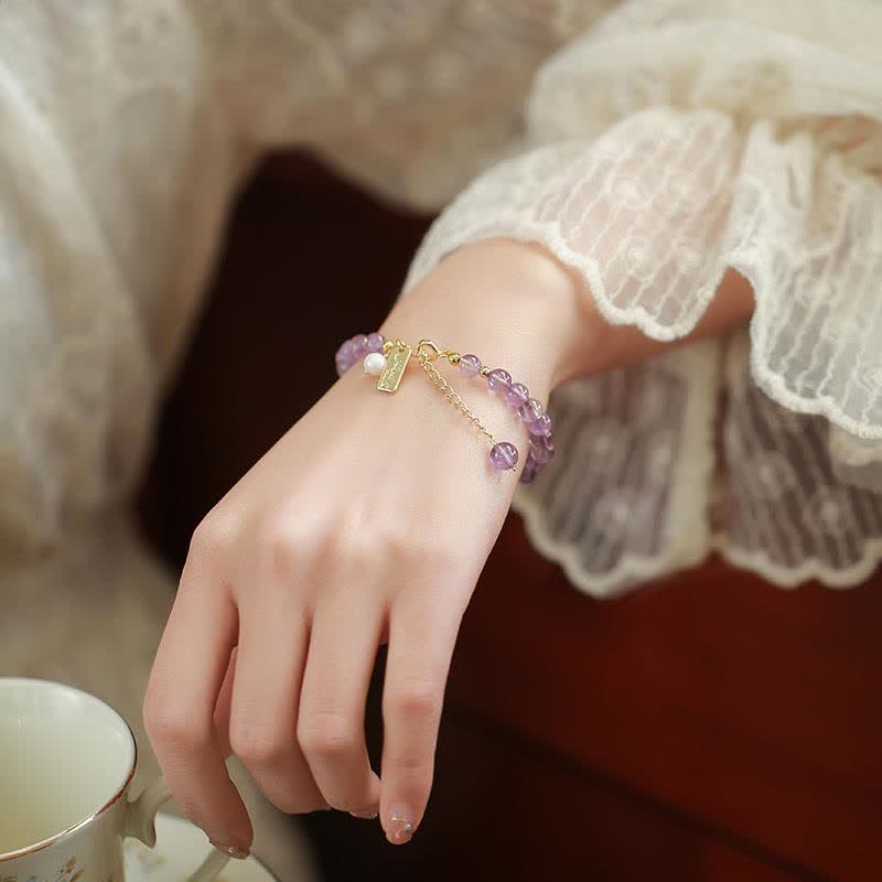 Fortune Jewel Natural Amethyst Crystal Relieves Stress Bracelet