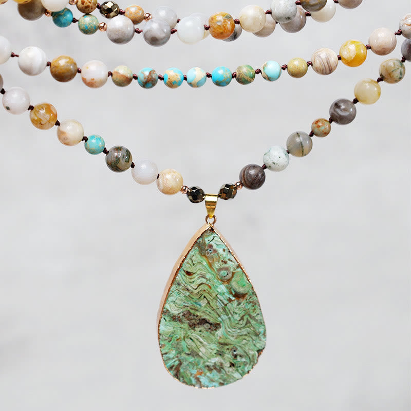 Fortune Jewel Natural Ocean Picasso Jasper Beaded Healing Neckace