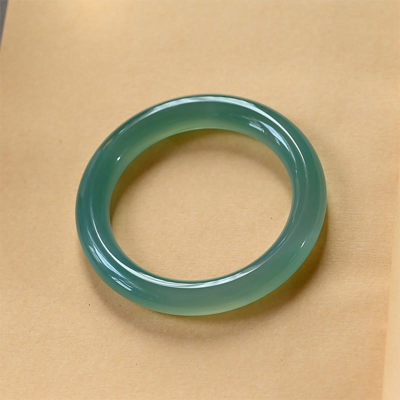 Fortune Jewel Natural Green Chalcedony Strength Bangle Bracelet