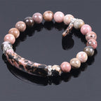 Fortune Jewel Rhodonite Love Heart Healing Beads Bracelet
