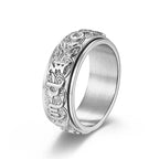 Fortune Jewel Om Mani Padme Hum Balance Calm Titanium Steel Ring Fortune Jewel
