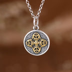 Fortune Jewel 925 Sterling Silver Double Dorje Vajra Blessing Necklace Pendant