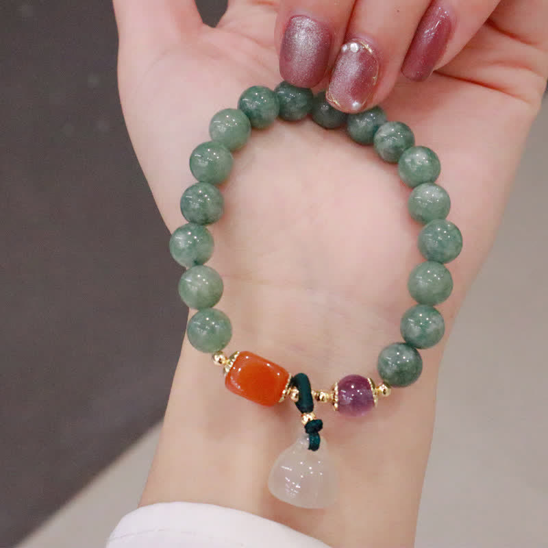 Fortune Jewel Cyan Jade Lotus Pumpkin Wish Peace Buckle Amethyst Crystal Healing Bracelet