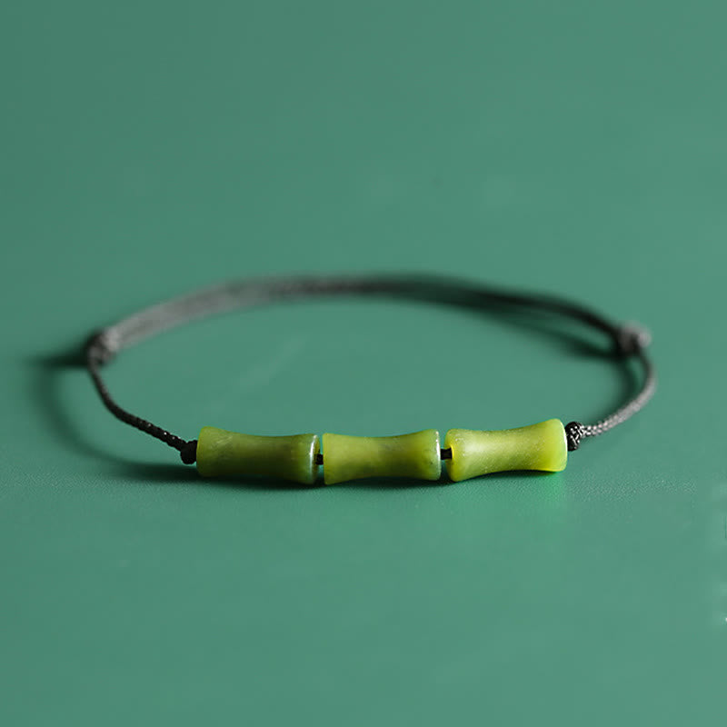 Fortune Jewel Green Bamboo Jade Pattern Luck Abundance Bracelet